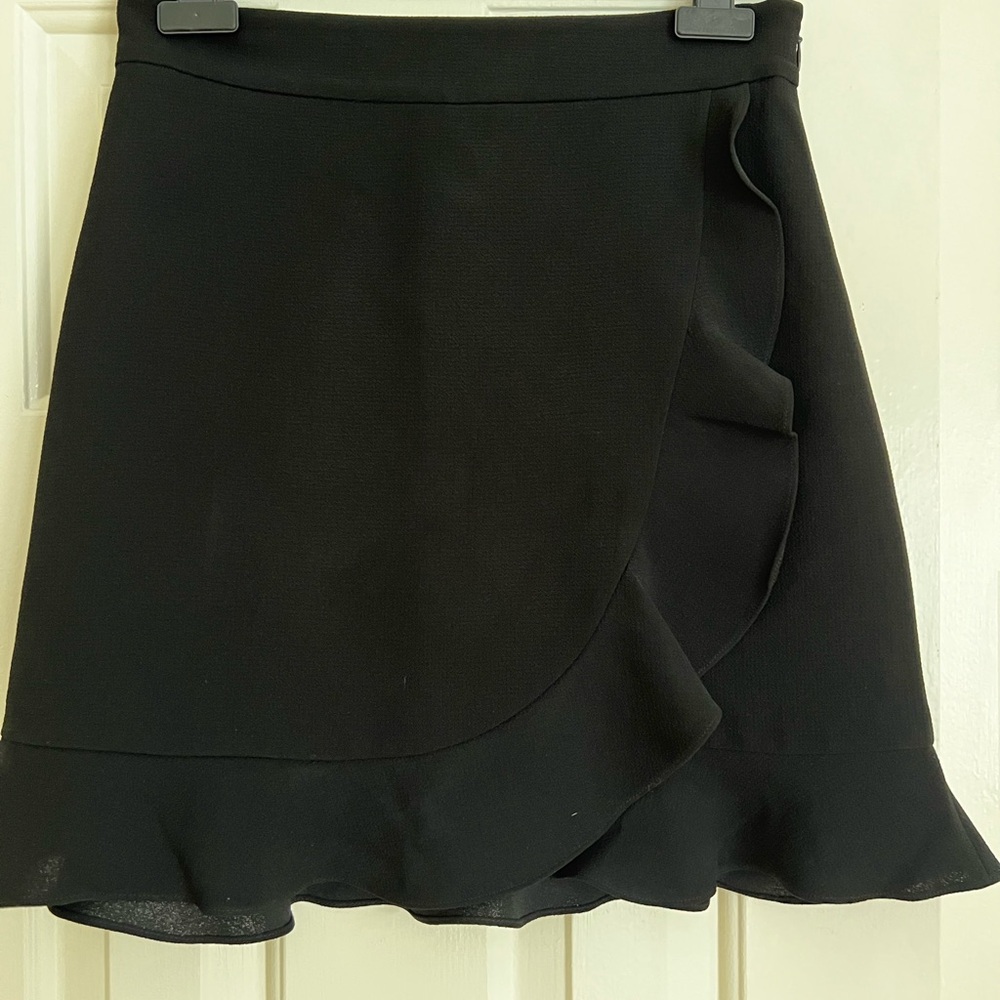 Club Monaco Black Asymmetrical Wrap Mini Skirt